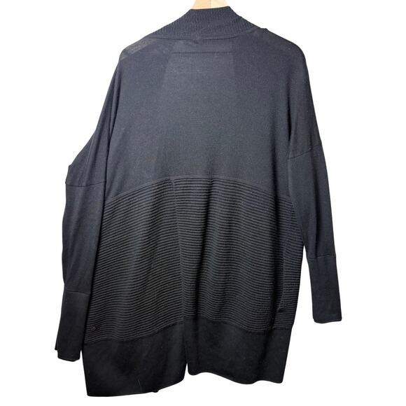Lululemon Sit In Lotus Wrap II Sweater Cardigan Womens Size 12 Black Merino Wool - Picture 2 of 16